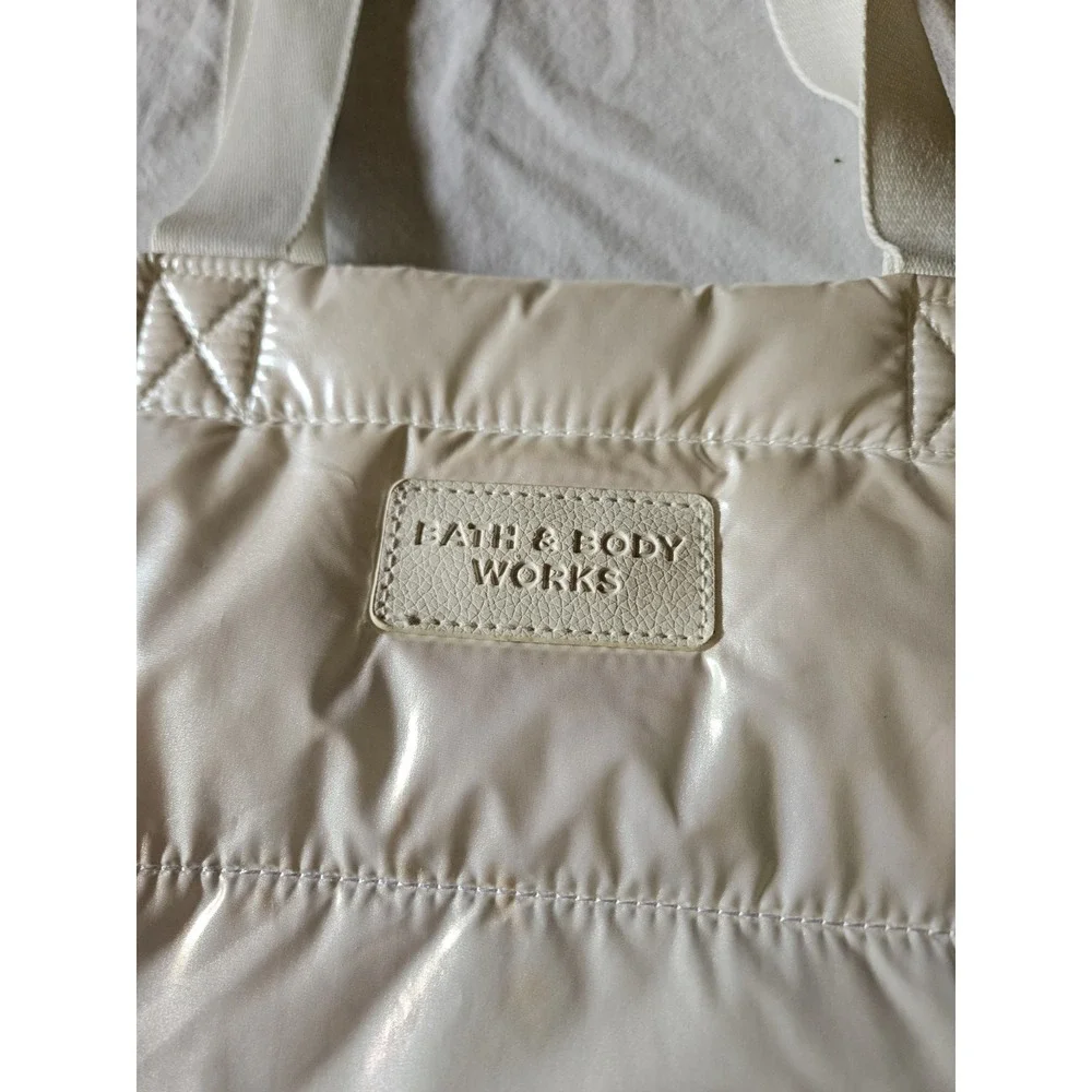 Bath & Body‎ Works Iridescent Pearl Puffer Tote Bag Large Reusable Shopping Bag
